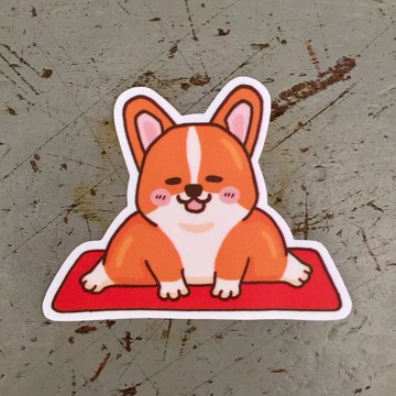 柯基瑜珈小防水貼紙 SS0104