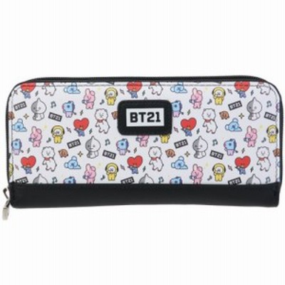 Bt21 商品 レディース 長財布 Line Friends キャラクター ラウンドファスナー ロングウォレット ホワイト 通販 Lineポイント最大get Lineショッピング