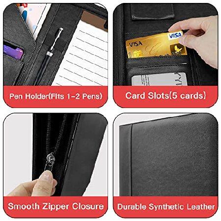 Zippered Padfolio Organizer, WRIYES Leather Planner Binder, 10.2 Inch Portfolio Folder for Documents, Letter Size Business Card Holder for Men＆Wo