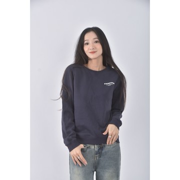 (M) lativ質感棉質圓領藍色長袖上衣二手衣