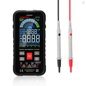 Toyutw)habotest HT116智能便攜式萬用表VA彩色大顯示屏9999計數帶閃光燈功能Ture RMS NC