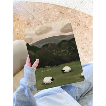 適用于ipad保護套iPadAir5新款ipad10帶筆槽ipadpro保護殼mini7風景羊群2025蠶絲紋air6蘋果13平板11英寸防摔