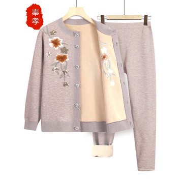 (免運)媽媽保暖內衣套裝加絨加厚中老年人秋冬女老太太衣服褲子奶奶冬裝