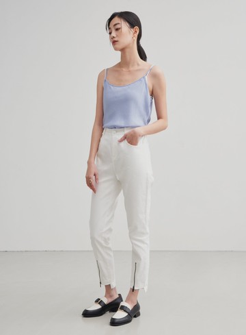 修身拉鍊直筒牛仔褲