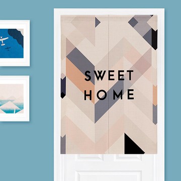 WallFree★【附伸縮桿】宜家風格-甜蜜 -簡約北歐風棉麻門簾 ( 窗簾 掛簾 門簾 風水簾 除舊換新 幾何門簾)