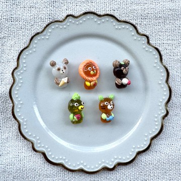 動物果凍公仔造型胸針/別針 - 熊貓/獅子/狸貓/河童/貓咪