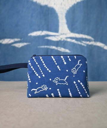 【記憶有限】藍染化妝包/收納包-貓咪