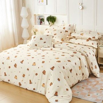 床包被套組(薄被套)-雙人加大 / 奧地利天絲四件式 / 水豚假期 台灣製