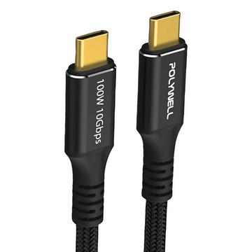 [福利商品]22-10_polywell-黑金剛-usb3-2-gen2-100w-type-c-公對公-高速