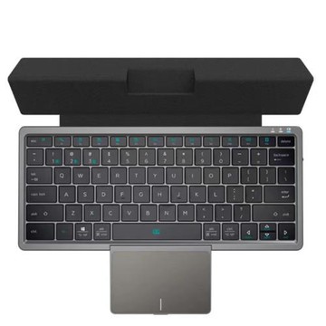 新款無線藍牙鍵盤平板手機電腦帶PU皮革可隱藏式觸摸板便攜式鍵盤