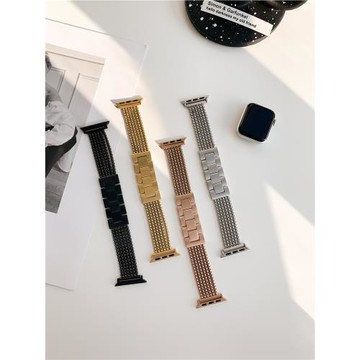 啞光質感不銹鋼鏈條表鏈表帶適用s9蘋果手表帶AppleWatch7代654se