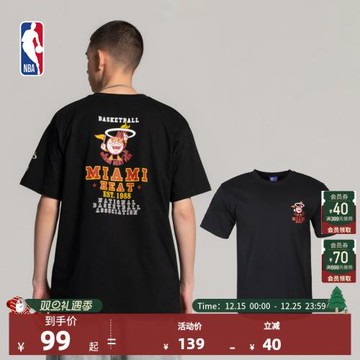 (免運)NBA熱火隊球迷俱樂部籃球仔吉祥物圓領T恤運動男子T恤秋日短袖