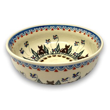 Wiza 波蘭陶 咖啡貓系列 大碗 17 x 17 x 6.5cm  咖啡貓系咧 米色  1個