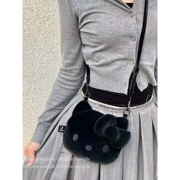 2025 新款可愛小包kitty斜挎包迷你手提包通勤黑色凱蒂貓包手機包