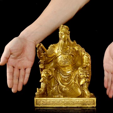 吉祥純銅武財神看書關公擺件店鋪家居招財財神爺銅像鎮宅辟邪關公