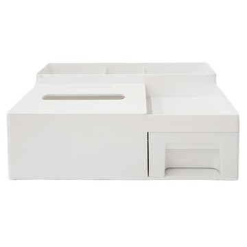 FAmILyLIFE 生活 簡約風桌面遙控器衛生紙收納盒 26.5 x 16.5 x 10.4cm  白色  1個