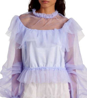 Susan Fang Ruffled puff-sleeve organza top