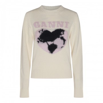 Ganni - Cream Wool Knitwear S