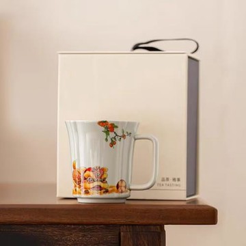 草木灰陶瓷喝茶杯個人專用水杯大容量馬克杯高端辦公室泡茶杯子
