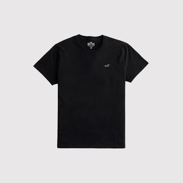 Hollister 海鷗 熱銷刺繡海鷗素面短袖T恤-黑色