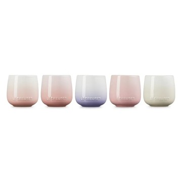 LE CREUSET 花蕾系列 馬克杯5件組 250ml  貝殼粉 + 淡粉紅 + 淡粉紫 + 牛奶粉 + 蛋白霜  1組