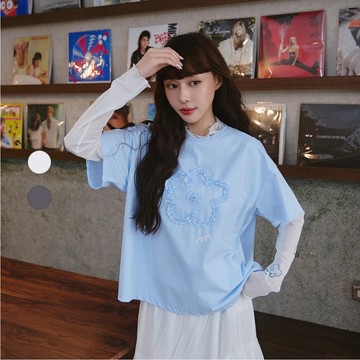 50% Fifty Percent｜滿版花花木耳邊透膚TEE｜02662311002