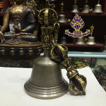 【利眾福澤之家】佛教用品 尼泊爾五股鈴杵純銅 光面大號高17.5cm1入