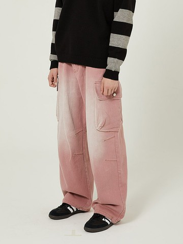 Parachute Cargo Washed Denim Pants _ Dust Pink
