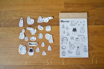 ✭Roughand x little choom Monster Sticker 小怪獸貼紙（透明黑白）