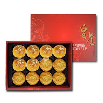 皇覺 中秋臻品系列-喜兔呈瑞12入禮盒3盒組(蛋黃酥-烏豆沙+廣式小月餅)