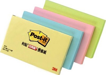 3M利貼 3M便利貼 655 3M可再貼便條紙/一包12本入(定50)(75mm x 127mm)-有4色可選擇-