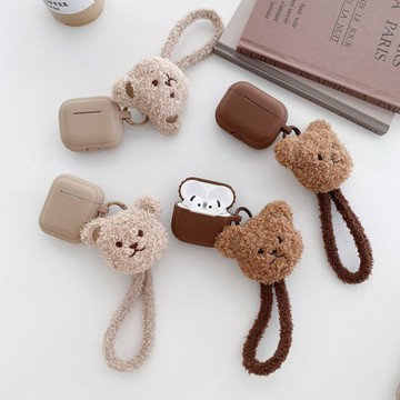 泰迪小熊純色 AirPods4代藍牙保護套 蘋果pro3代 一體式硅膠殼 AirPods pro2 3代耳機殼 防摔軟殼