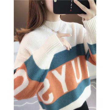 冬季女士毛衣女新款2025年爆款時尚洋氣秋冬寬松半高領加絨打底衫