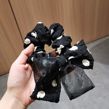 波點蝴蝶結大腸發圈女夏季扎頭繩發繩發帶年新款高級頭飾頭花