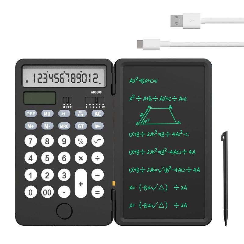 NEWYES 電卓付き電子メモパッド ソーラー Type C充電可 折りたたみ式 ワンタッチ消去 多機能 計算機 デジタルペーパー 電卓 デ