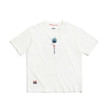 江戶勝 日系 男裝 主男印花人孔蓋短袖T恤(米白色) #上衣