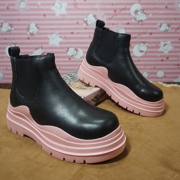 秋冬新款真皮女士套筒靴子  時裝靴 松糕底厚底女靴  圓頭靴28-9A