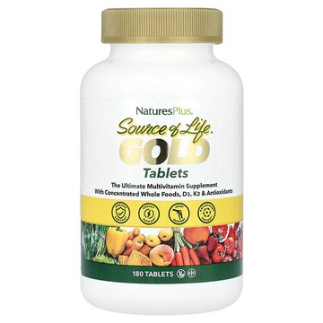 NaturesPlus, Source of Life®，黃金，高級多維生素補劑，180 片