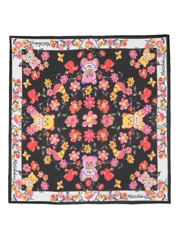Moschino - floral-print silk scarf - unisex - Silk - One Size - Black