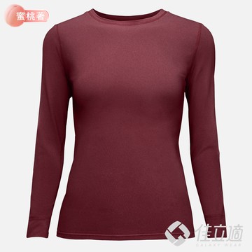 佳立適-升溫蓄熱保暖衣-石墨烯系列-蜜桃著素面-女圓領-紅色(使用3M吸濕快排)