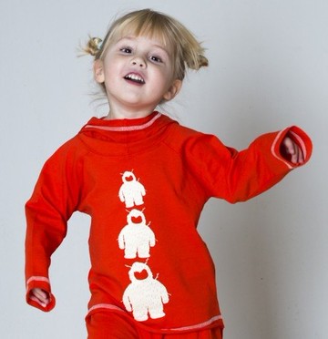 2014秋冬 koolabah 紅色可愛怪獸連帽有機棉上衣