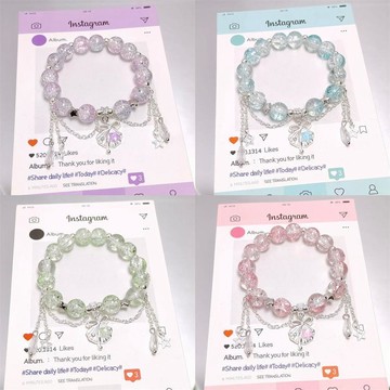 🔥精品熱銷🔥幻彩爆花水晶手鍊 ins小衆設計 貝殼蝴蝶結 甜美少女心 閨蜜禮物手串