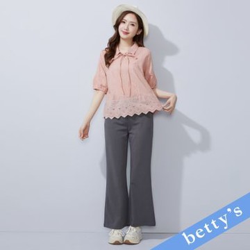 betty’s貝蒂思　褲頭刺繡鬆緊長褲(灰色)