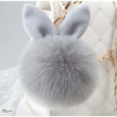 miniministore ポンポン ファー チャーム ふわふわ もこもこ バッグチャーム 大人 うさみみ ラビット レッド フリー レディース
