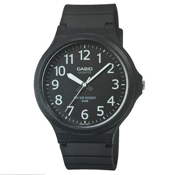 CASIO 超輕薄感實用必備大表面指針錶-(MW-240-1B)黑x白數字/45mm