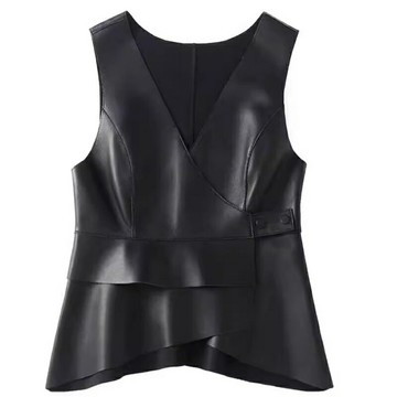 【巴黎精品】現貨+預購 皮衣背心真皮夾克-羊皮不規則時尚馬甲女外套2色a1iw4