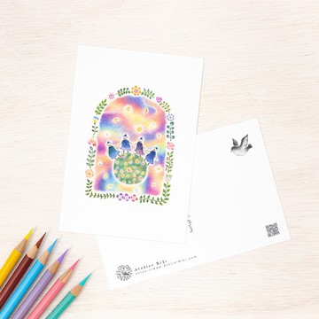 5入組。如繪本般的明信片：「星之舞者們」 PC-419