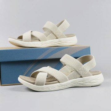外貿單夏季松緊帶女士涼鞋超輕軟底百搭簡約時尚運動休閑沙灘鞋女