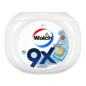 Walch 威露士 9X 洗衣凝膠球 室內晾曬 柔軟香氛 金球  32顆  1罐