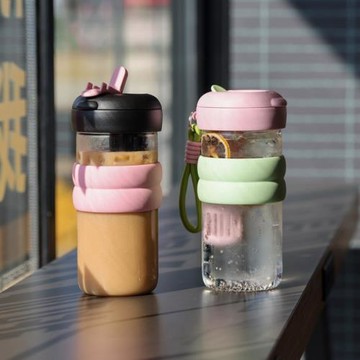 水杯女生玻璃杯高顏值2024新款泡茶杯夏季便攜耐高溫學生吸管杯子